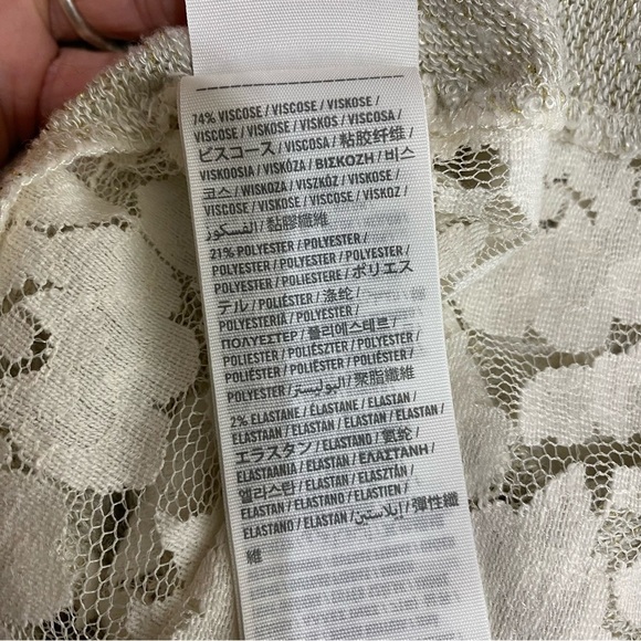 Abercrombie & Fitch 3/4 Sleeve Lace & Gold Knit Top - Picture 6 of 7